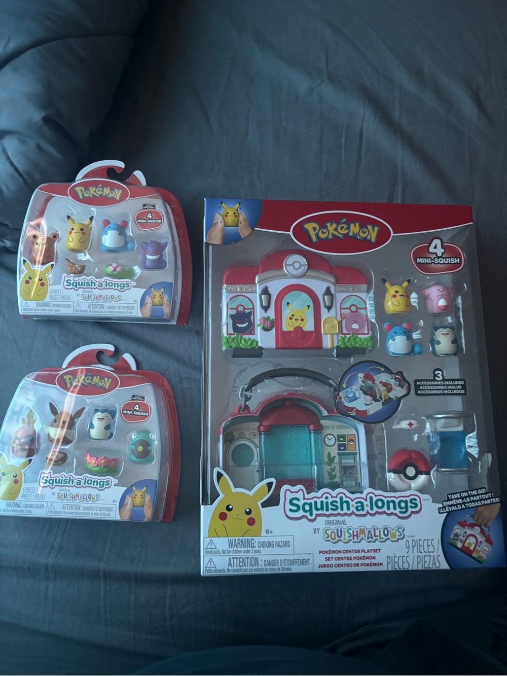 Squishmallows Squish-a-longs Pokémon Playset with Red and Teal Accents